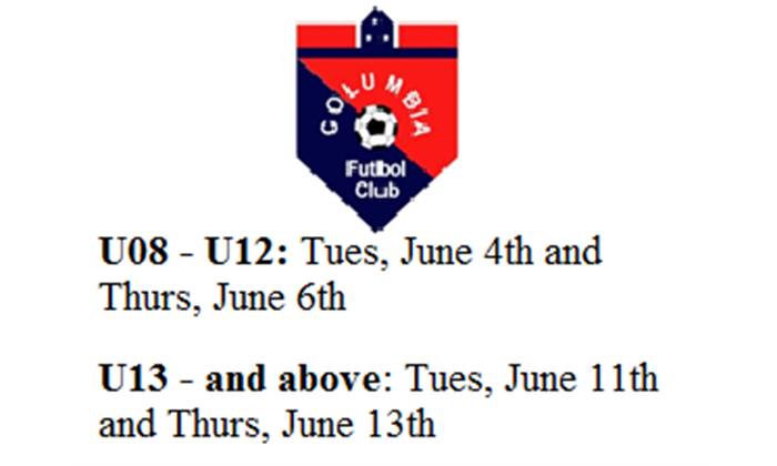 Columbia Futbol Club - Tryouts Dates